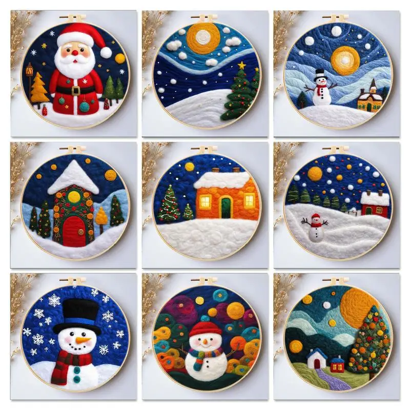 GATYZTORY Creative DIY Wool Painting Embroidery Kit DIY Wool Needle Felt Picture Kit Christmas Diy Craft Painting Gift For Mom