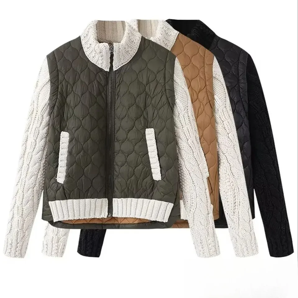 

KONDALA-Женская повседневная сращенная куртка с легкой подкладкой, лоскутная вязаная куртка, новинка 2025 года, модная весенне-осенняя винтажная классическая куртка