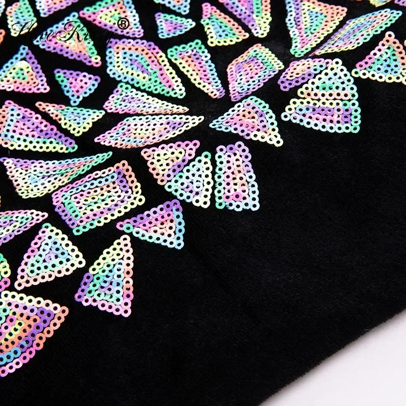 Spot Wholesale And Retail Geometry Velvet Embroidery 3MM Sequin Fabric For Dance Clothes Evening Dresses Skirts Width125CM