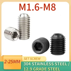 50Pcs M1.6 M2 M2.5 M3 M4 M5 M6 M8 304 Stainless Steel Grade 12.9 Steel Hex Hexagon Socket Cup Point Set Screw Grub Bolt