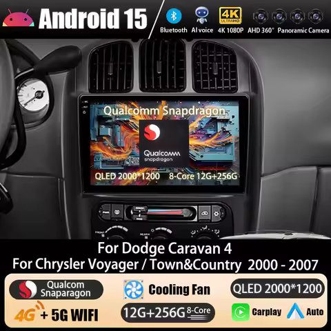 Android 15 Car Radio For Dodge Caravan 4 For Chrysler Voyager RG RS Town&amp;Country RS 2000 - 2007 Multimedia Stereo Player NAVI BT