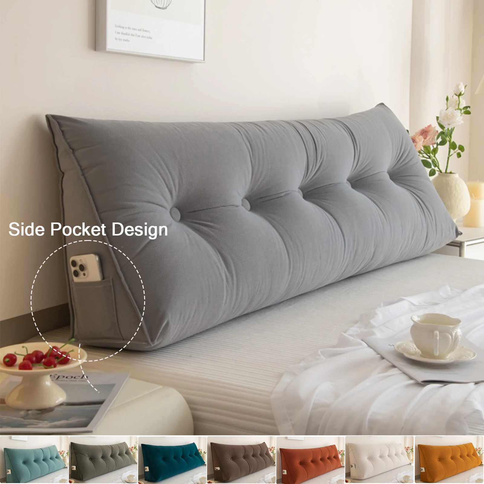 

Multi Purpose Soft Back Pillow for Bed Comfortable Leather Waist Support Pad PP Cotton Filling Ergonomically Suitable for Bed