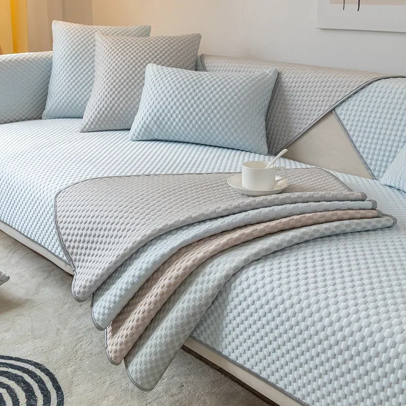 Ice Silk Sofa Cover Summer Universal Non-slip Sofas Mat Cool Feeling Mat Cushion Sofa Towel Couch Slipcovers for Living Room