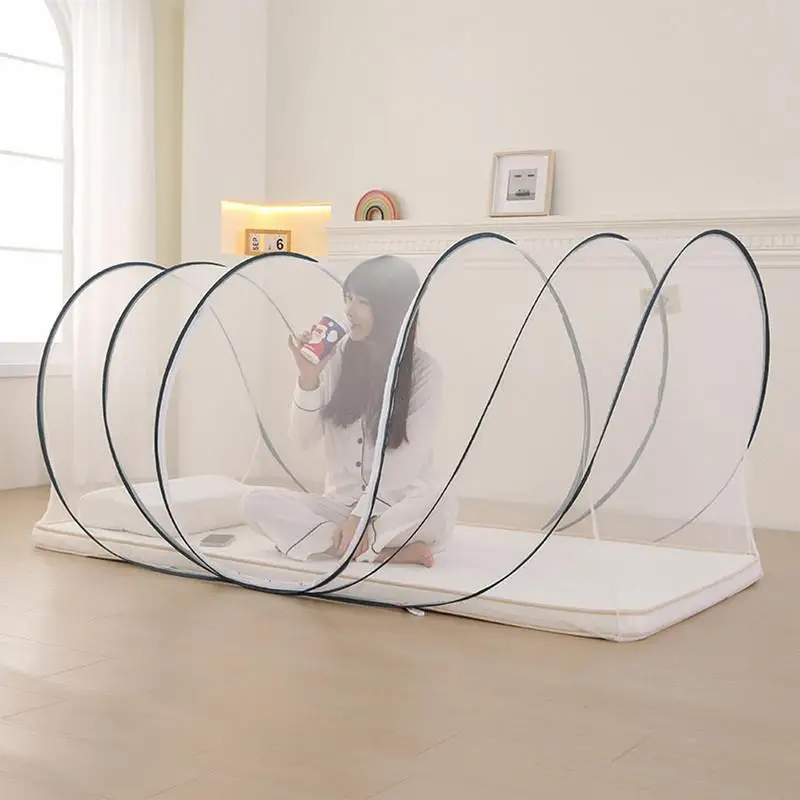 Portable Folding Mosquito Net with encrypted mesh Single Dormitory Camping Mosquito Net Home Travel Netting installation free