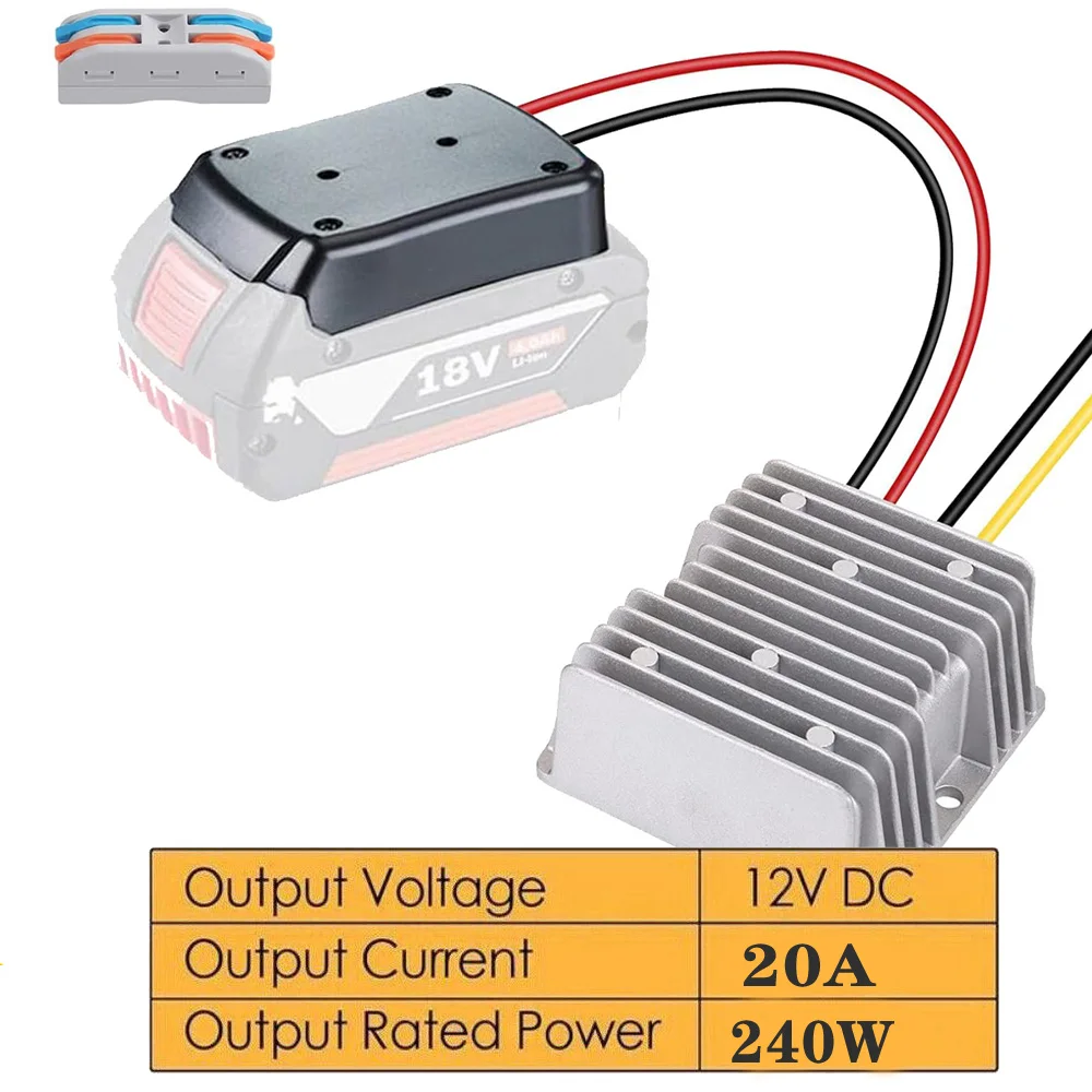 DC 18V to DC 12V Converter Adapter For Bosch Blue 20A 240W Step Down DIY Adapter Automatic Buck Boost  Voltage Regulator