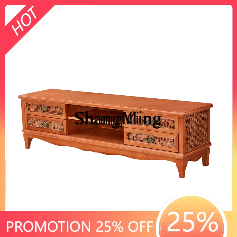 FGgood-looking  cabinet living room rattan floor cabinet TV township coffee table combination locker