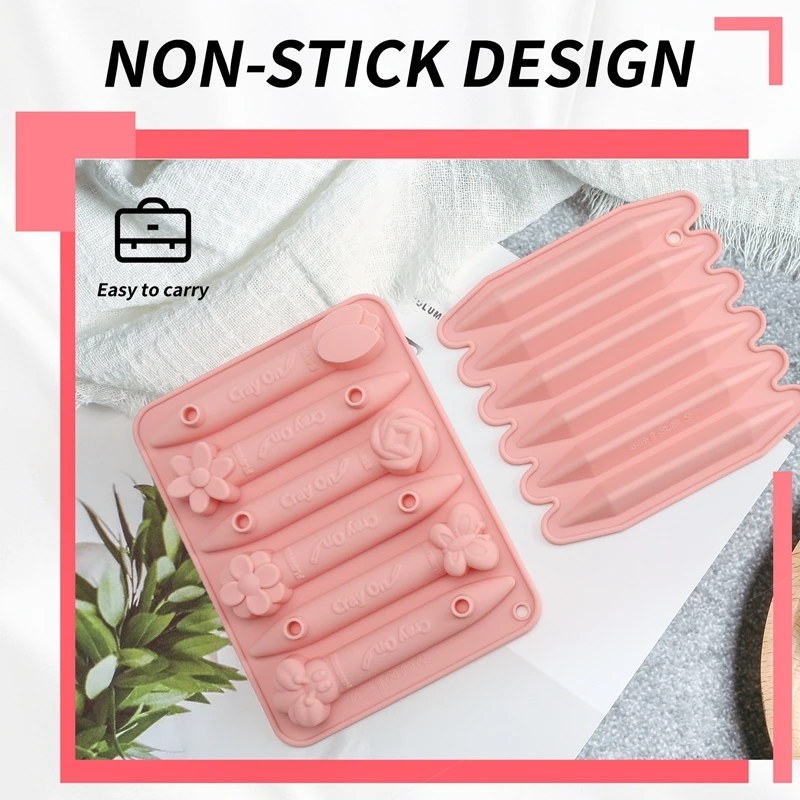 Stampo in silicone Confezione da 4 cavità di stampi per pastelli assortiti Stampo in silicone per pastelli 3D Stampo per pastelli triangolari Stampo per cioccolato in silicone