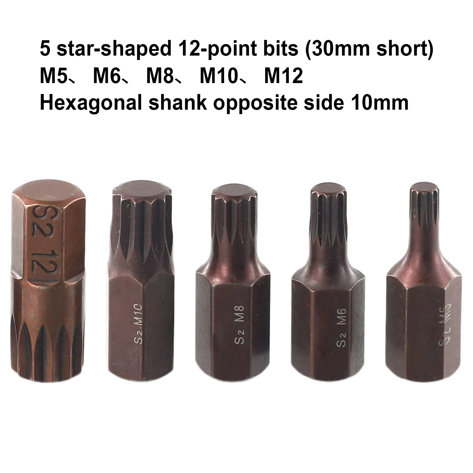 5pcs M5-30mm Star Screwdriver Bit 10mm Hex Shank For Impact Screwdriver Head Workshop Equipment Hand Tools Screwdrivers