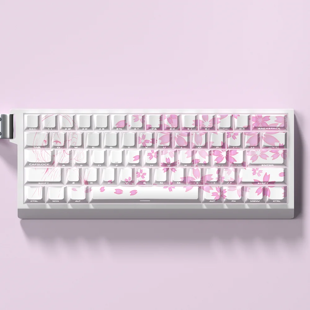 63 Kes Nakano Miku Translucent Keycaps Anime Side Print Keycaps PBT Dye-Sub Cherry for Mechanical Keyboard Wooting 60 65 68