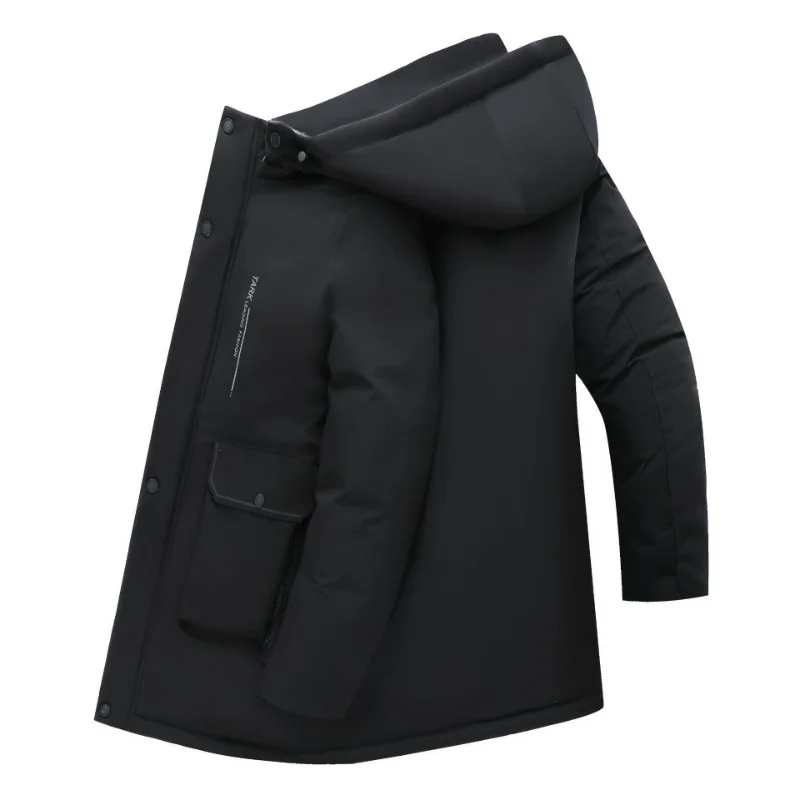 Parka en coton épais et chaud pour homme, vêtement d'extérieur décontracté, coupe-vent, couleur unie, à capuche, collection hiver