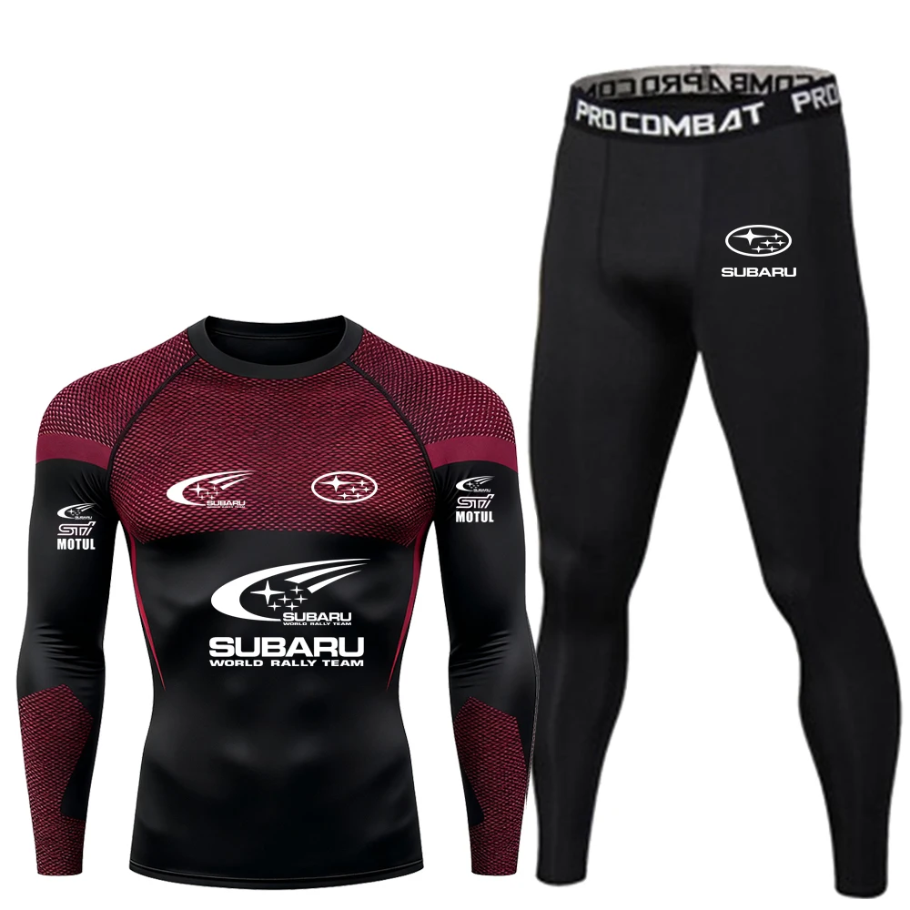 

SUBARU Racing Team Clothing Sanda Training Sports Long Sleeve Set Muay Thai Boxing Fighting Running Sports Fitness Tight Clothin