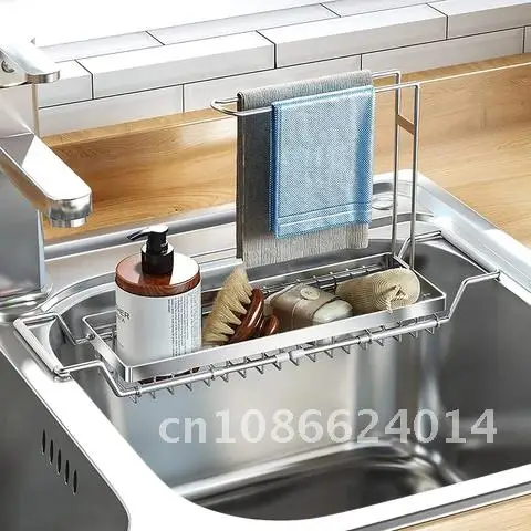 

Telescopic Dish Drain Basket Sink Sponge Rack Kitchen Sink Organizer Faucet Storage Rack Soap Sponge Holder Kitchen Accessories