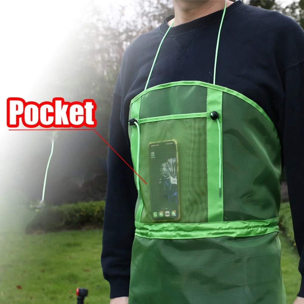 Lawn Mower Apron With Breathable Mesh And Quick Snap For Gardening Yard Work Protective Tool Green Blue