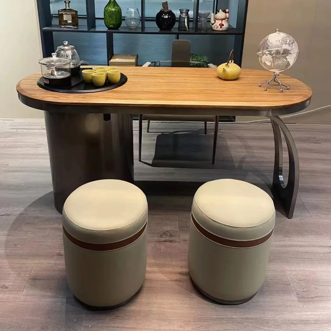 Italian solid wood table light luxury kung fu table and chair  drinking  modern simple walnut
