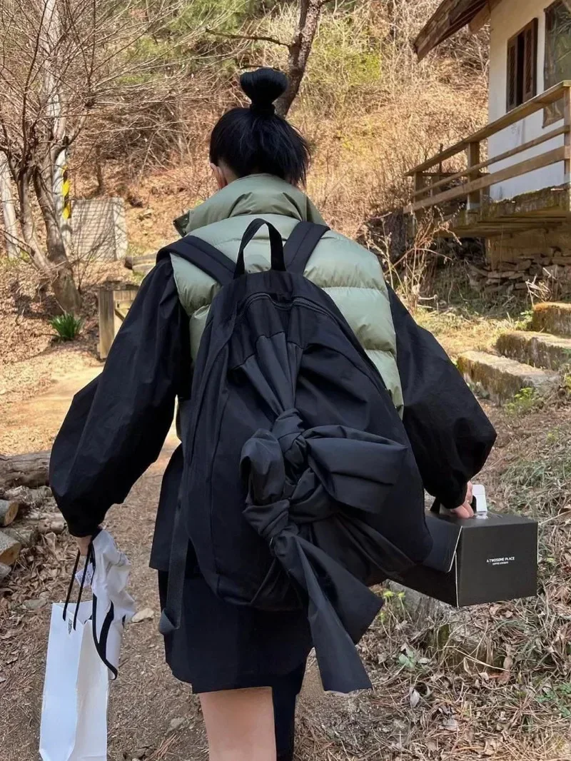 Mochila japonesa Harajuku con lazo anudado para mujer, mochilas escolares de moda para mujer, mochilas de viaje de alta capacidad para niña