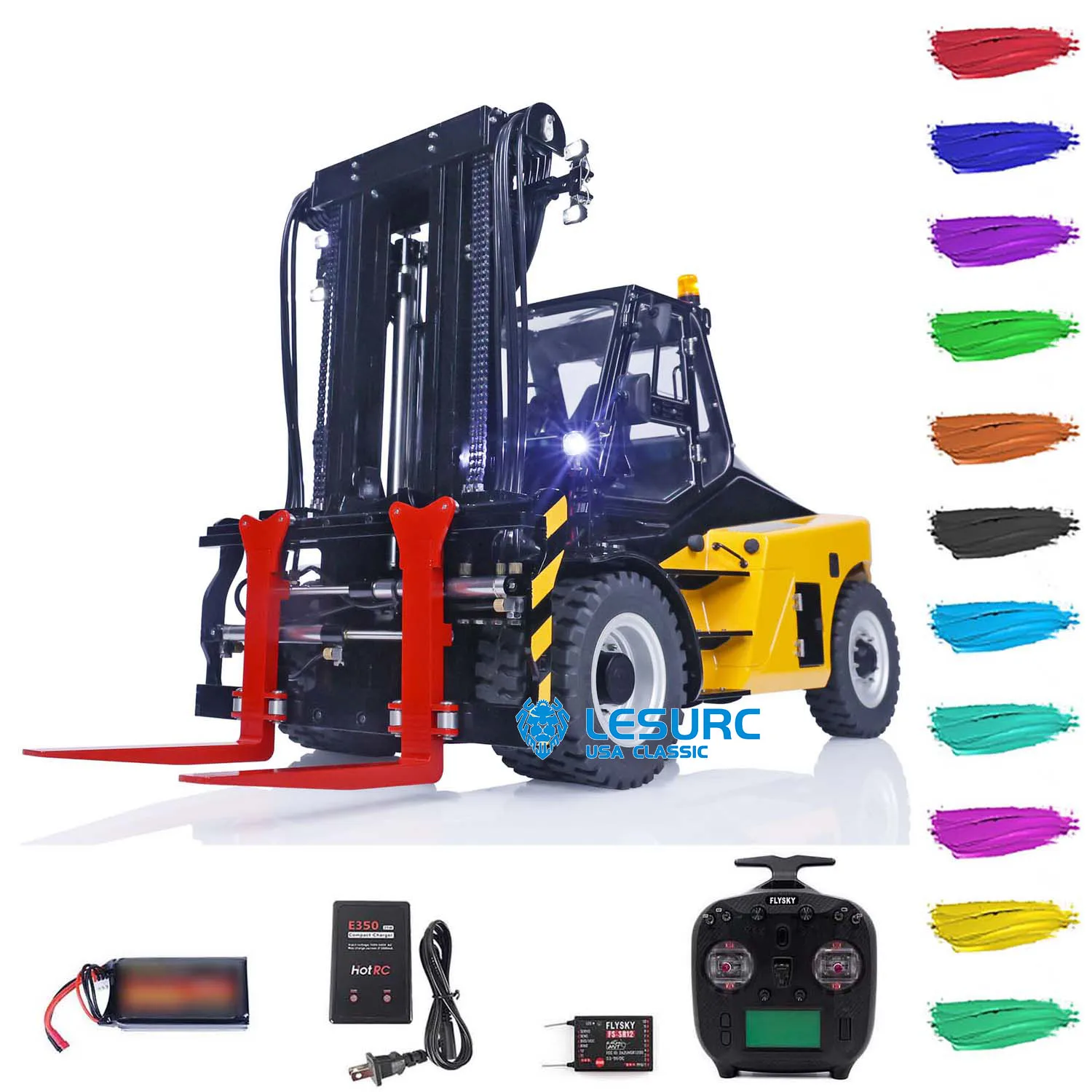 

LESU Metal RC Hydraulic Heavy-duty Forklift 1/14 Aoue-LD160S Simulated W/ 6CH Reversing Valve Radio Control Engineering Vehicle