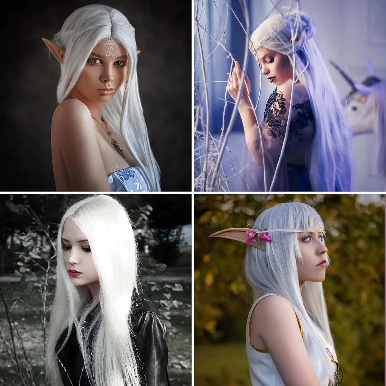 Long White Straight Wig White Hair Wig for Women Heat-resistant to Reuse  White Hair Wigs Halloween Cosplay Costume Party Wig