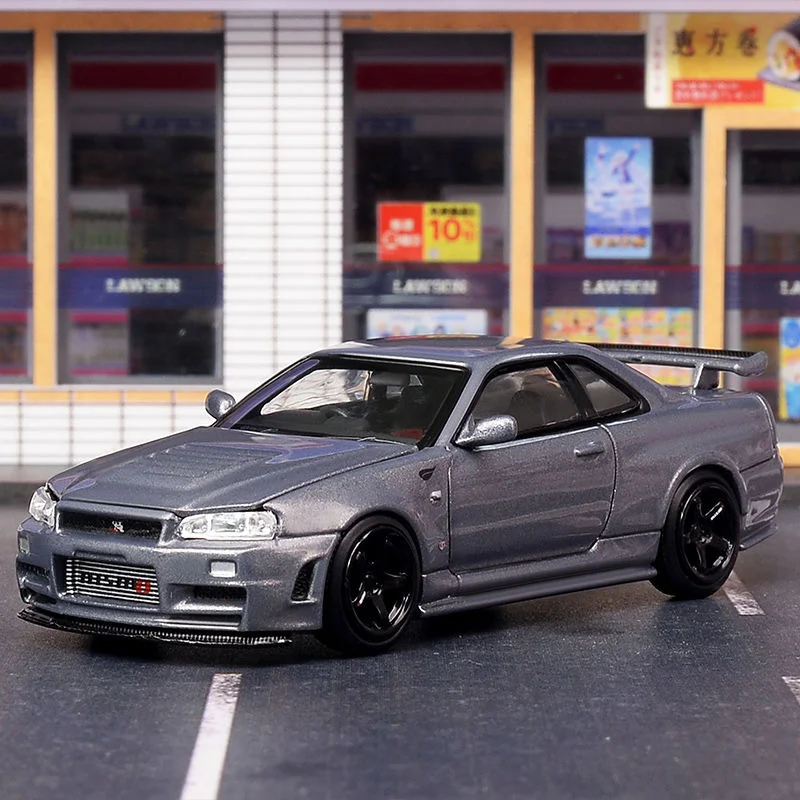 MH Schaal 1/64 Nissan Skyline GT-R R34 CRS VER Legering Speelgoed Motorvoertuig Diecast Metaal Model Geschenken