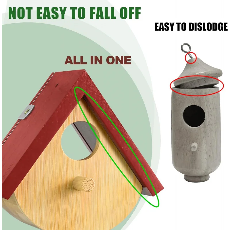 그레이트 레드 아크릴 2 벌새 집, 창문이 내려다보이는 나무 새 집 외부 중첩, 매달린 C