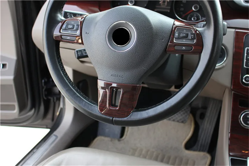 3pcs/lot Car stickers ABS carbon fiber grain steering wheel decoration cover for 2012-2015 VW Volkswagen Passat B7 CC 4