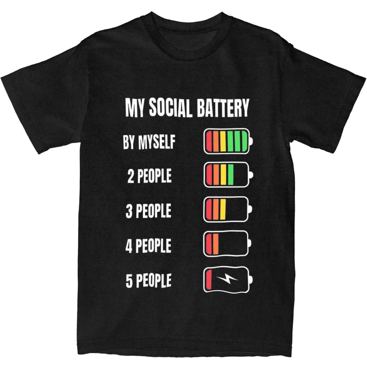 Men My Social Battery T Shirts Introvert Joke 100% Cotton Tops Aesthetic Short Sleeves T-Shirt Crew Neck Tshirt Big Size 5XL 6XL