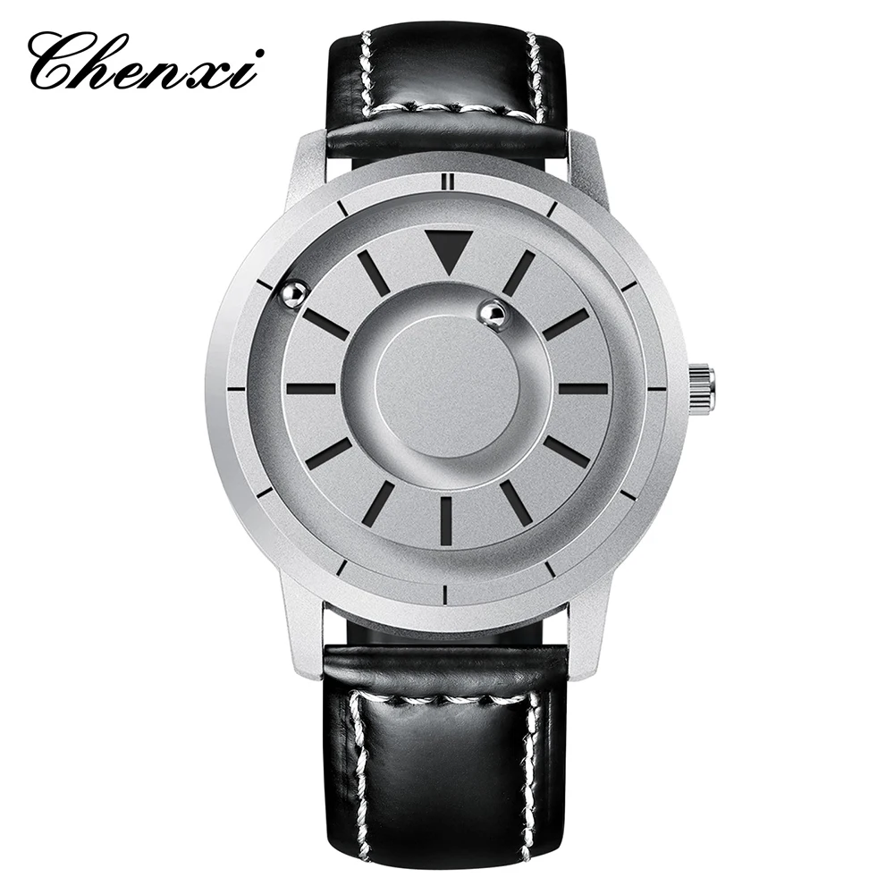 첸시 남성용 새 시계 마그네틱 메탈 스틸 밴드 남성 시계 블랙 테크놀로지 패션 스틸 볼 가죽 남성용 손목시계