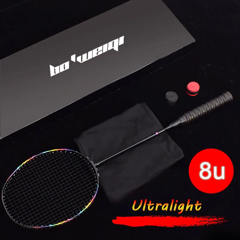 8U Professional 100% Carbon Badminton Racket 24-30lbs G5 Ultralight Offensive Racket Badminton Racquet Padel Training Sports