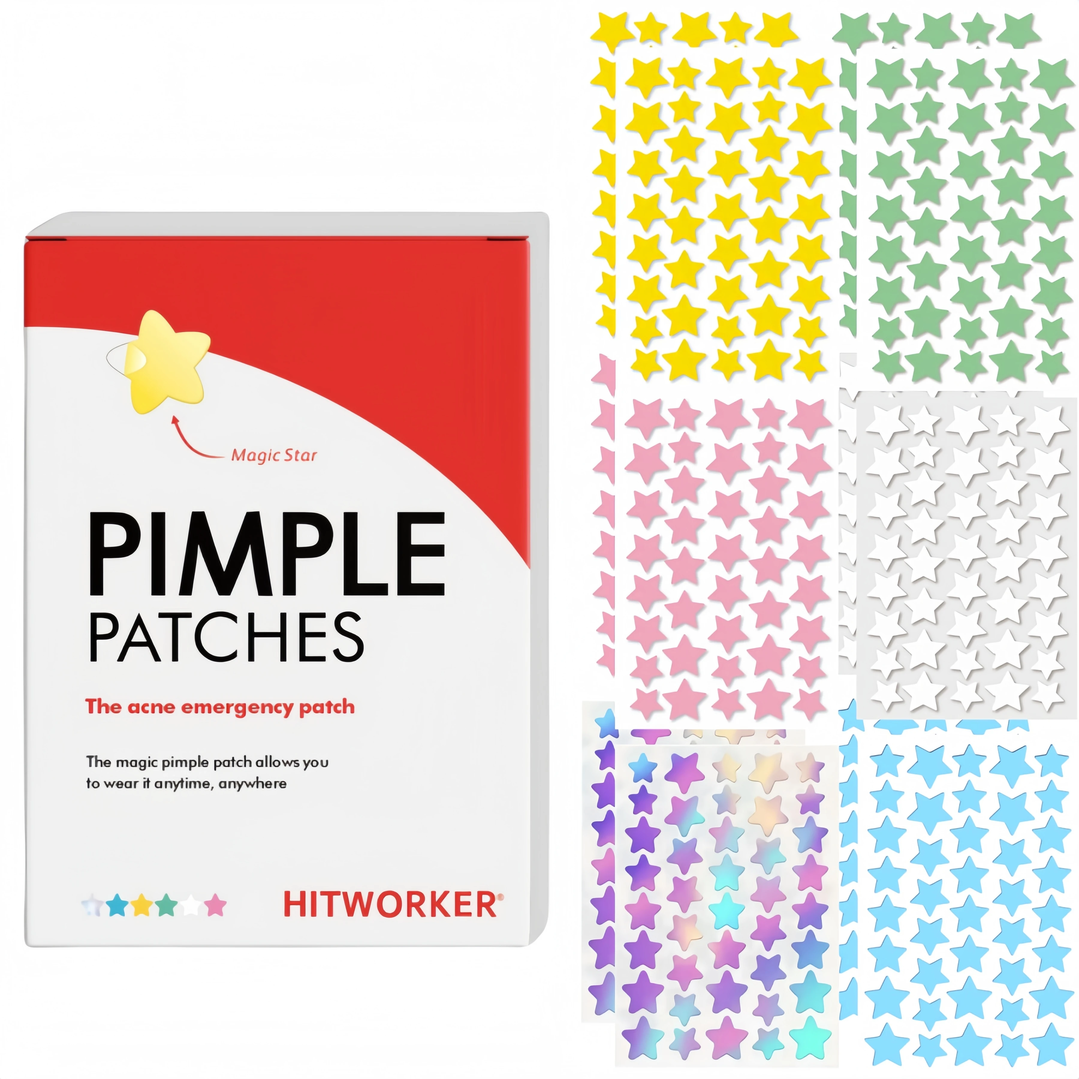 

Гидроколлоидный пластырь от прыщей в форме звезды, 240/480 таблеток в коробке, нераздражающий впитывающий пластырь от прыщей, эффективно удаляет секреции