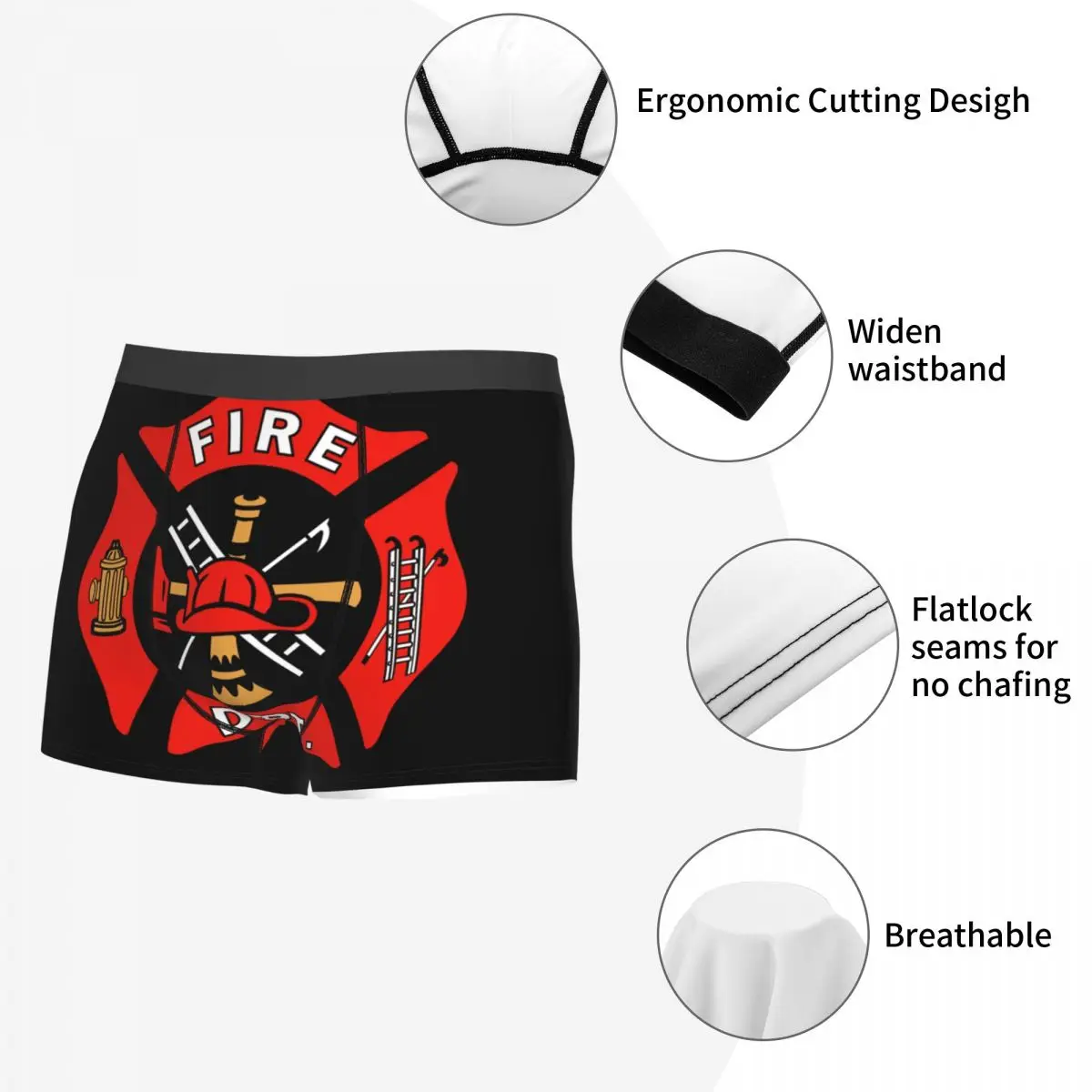 Custom Cool Firefighter Department Logo Boxers Shorts Panties Male Underpants Comfortable Fireman Fire Rescue Briefs Underwear