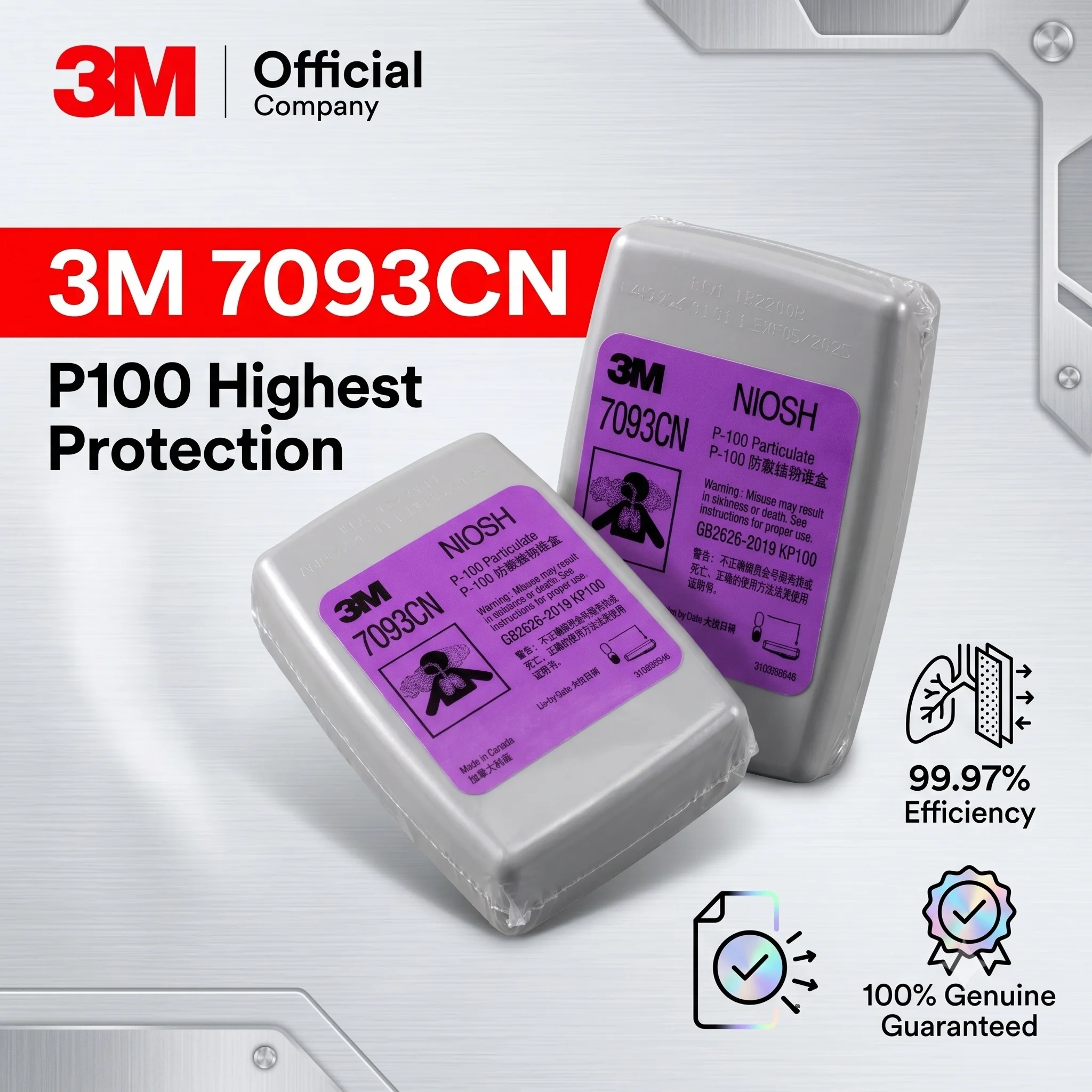 3M 7093CN P100 Particulate Filter Refill Dust Mask Filters for 6200 6800 7502 Respirator Welding Grinding Protective Cartridge