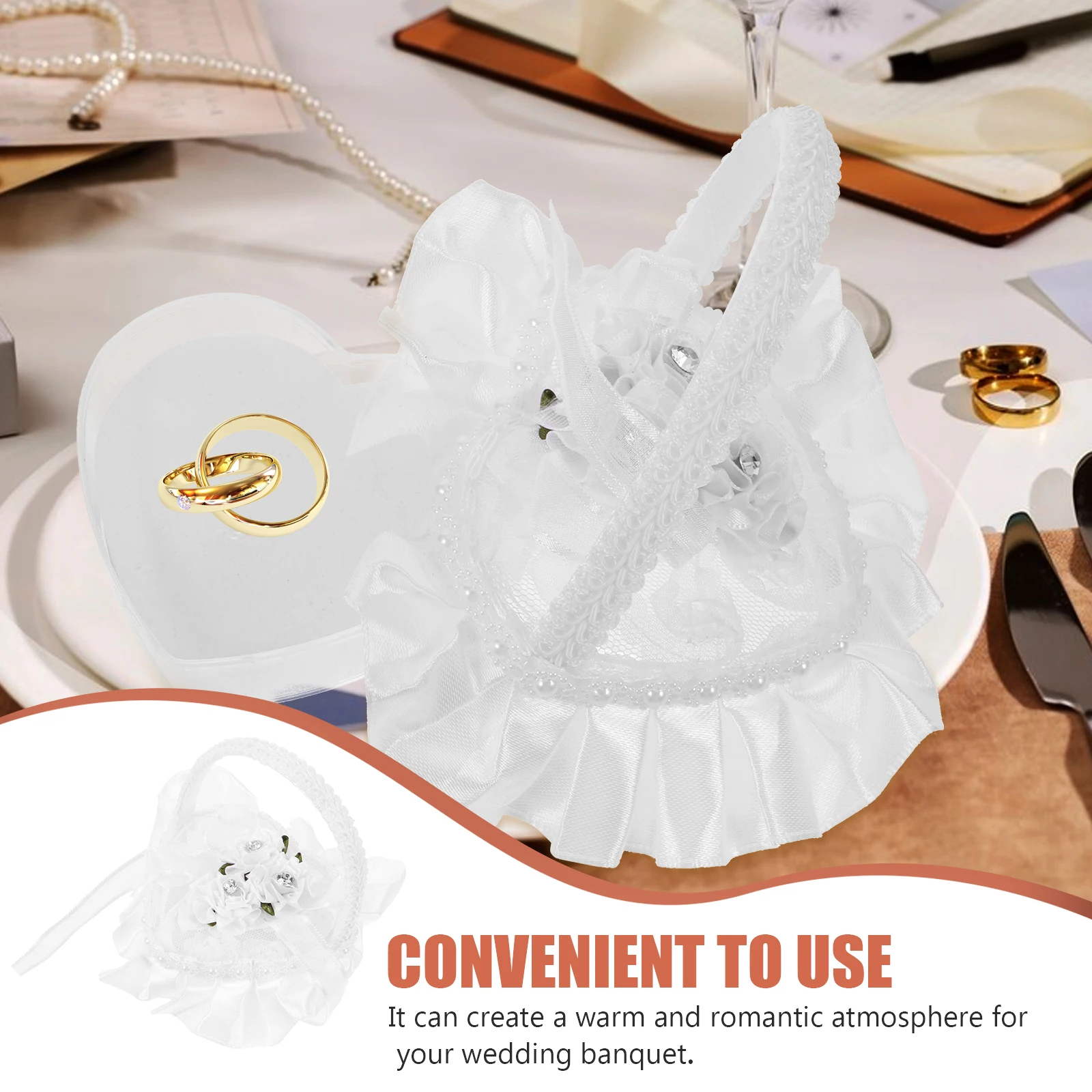 

Mini Lace Heart Shape Satin Ring Pillow Wedding Engagement Ring Holder Portable Romantic Ceremony Box Wedding Decor