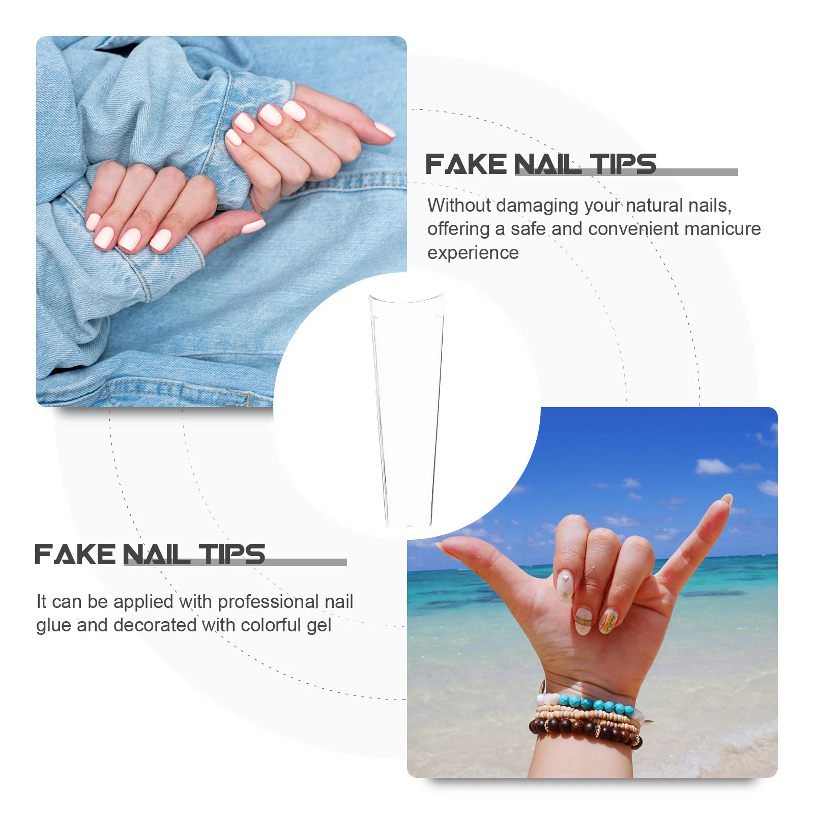 

504Pcs Full Cover French Style False Nail Tips Durable ABS Artificial Fingernails Easy Apply Nail Tips for DIY Manicure