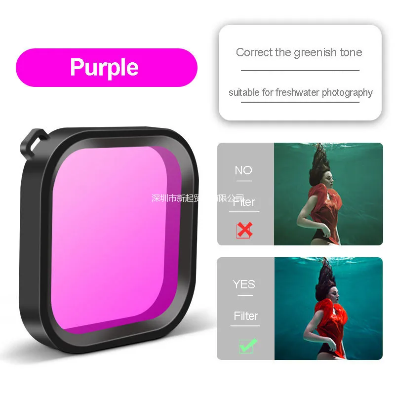 （not used for original）For GoPro Hero 12 11 10 9 Camera Waterproof Swimming Filter Red Pink Purple Dive Filter Diving