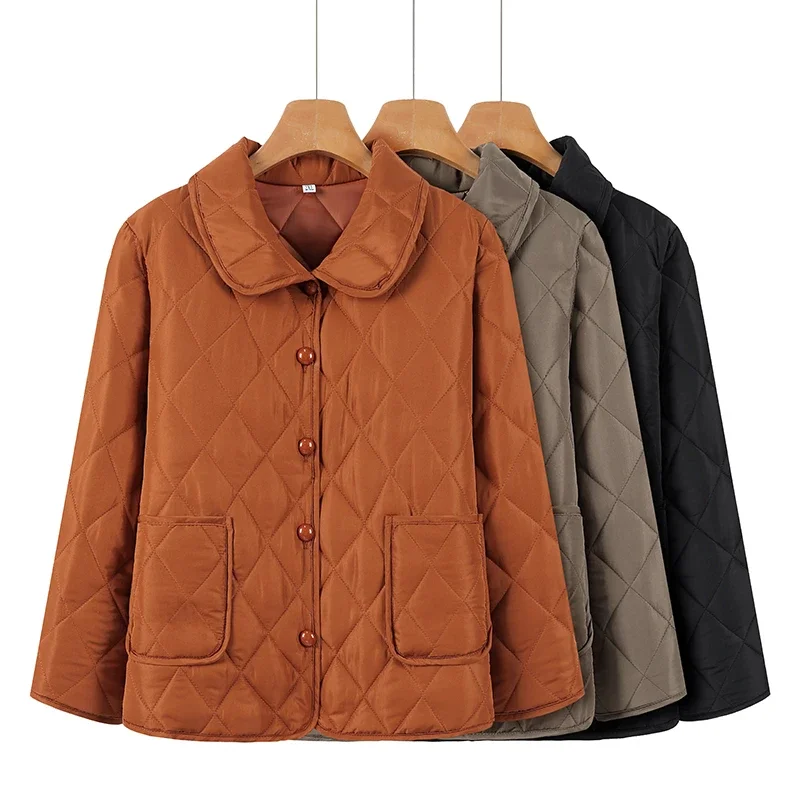 

Women Jacket Autumn Winter Middle-aged and elderly Thin Long-sleeved Cotton-padded Tops Female Parkas Outerwear