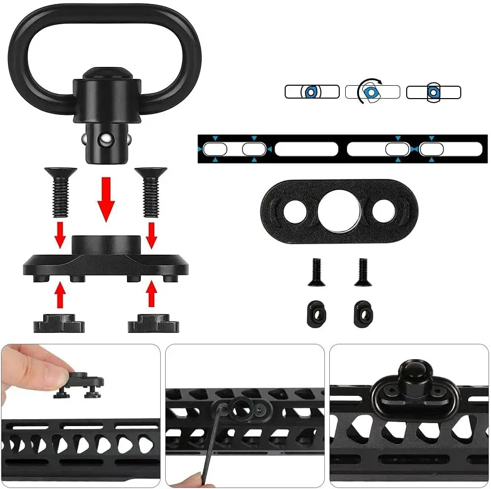 QD M-LOK Sling Swivel Adapter Rail Mount SLING Buckle Metal Strap Loop Strap Rail Mount Steel Push Button image 6