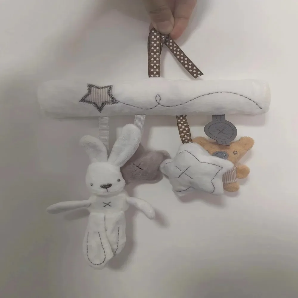 New Hanging Bed Rabbit Baby Hand Bell Safety Seat Plush Toy Multifunctional Plush Toy Stroller Mobile Gifts