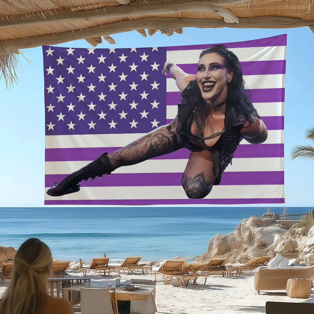 Female Wrestler Rhea Ripley American flag Room Decoration Wall Tapestry Hanging Aesthetic Bedrooms Advertising Banner