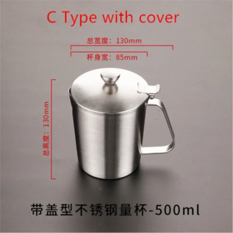 1PC 350-1000/2000ml Lab 304 Stainless Steel Lab Beaker Measuring Cups Graduated Liquid Metal Tools With Inner Scale and Cover