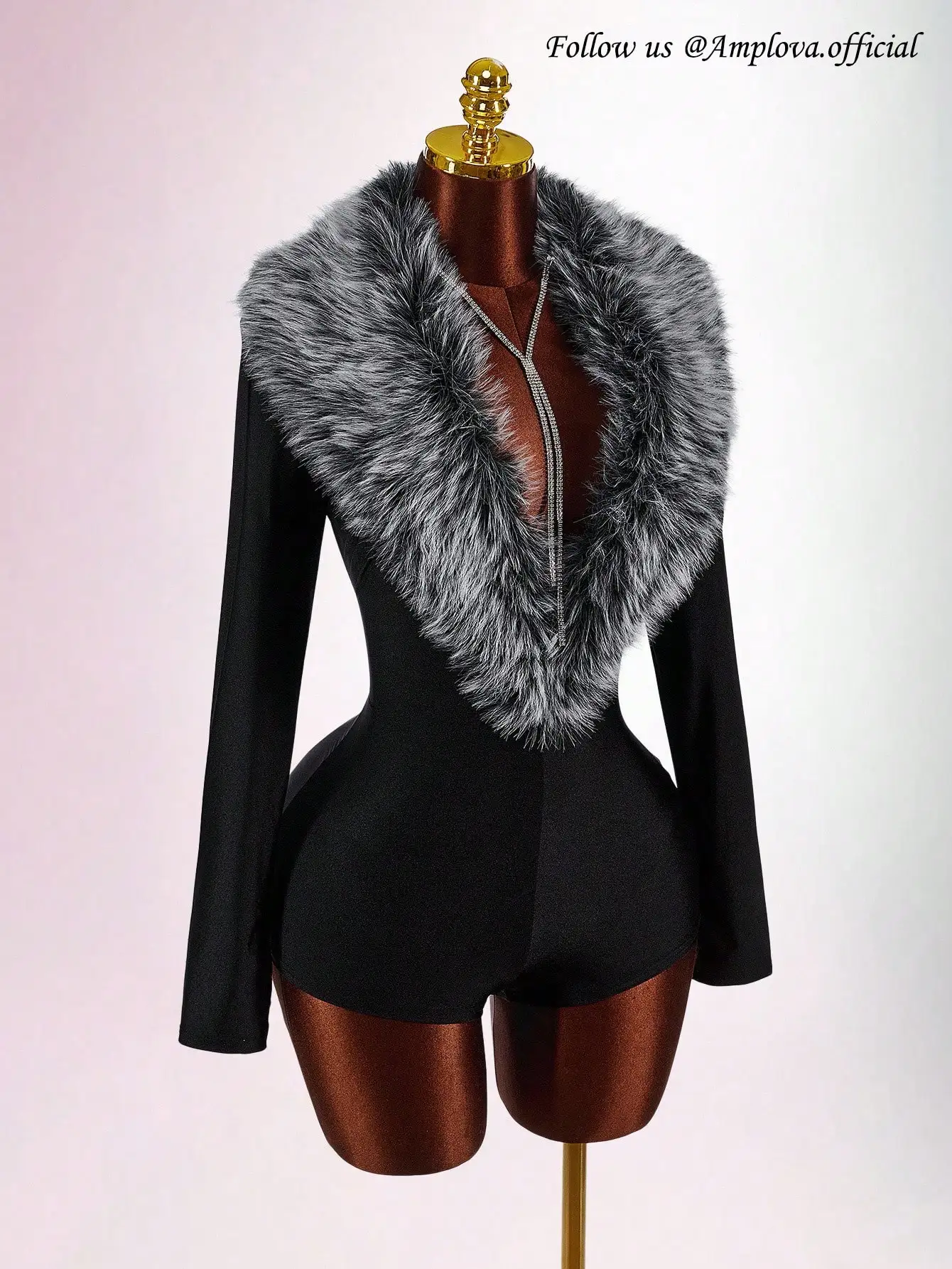 

Y2K Amplova, черная зимняя одежда для женщин, шикарный женский комбинезон, топы на выход для женщин