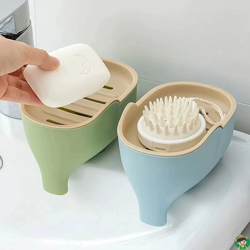 Jabonera de barra para caja de jabón Showe, nuevo doble capa, creativo, bonito elefante, accesorios de baño, decoración del hogar
