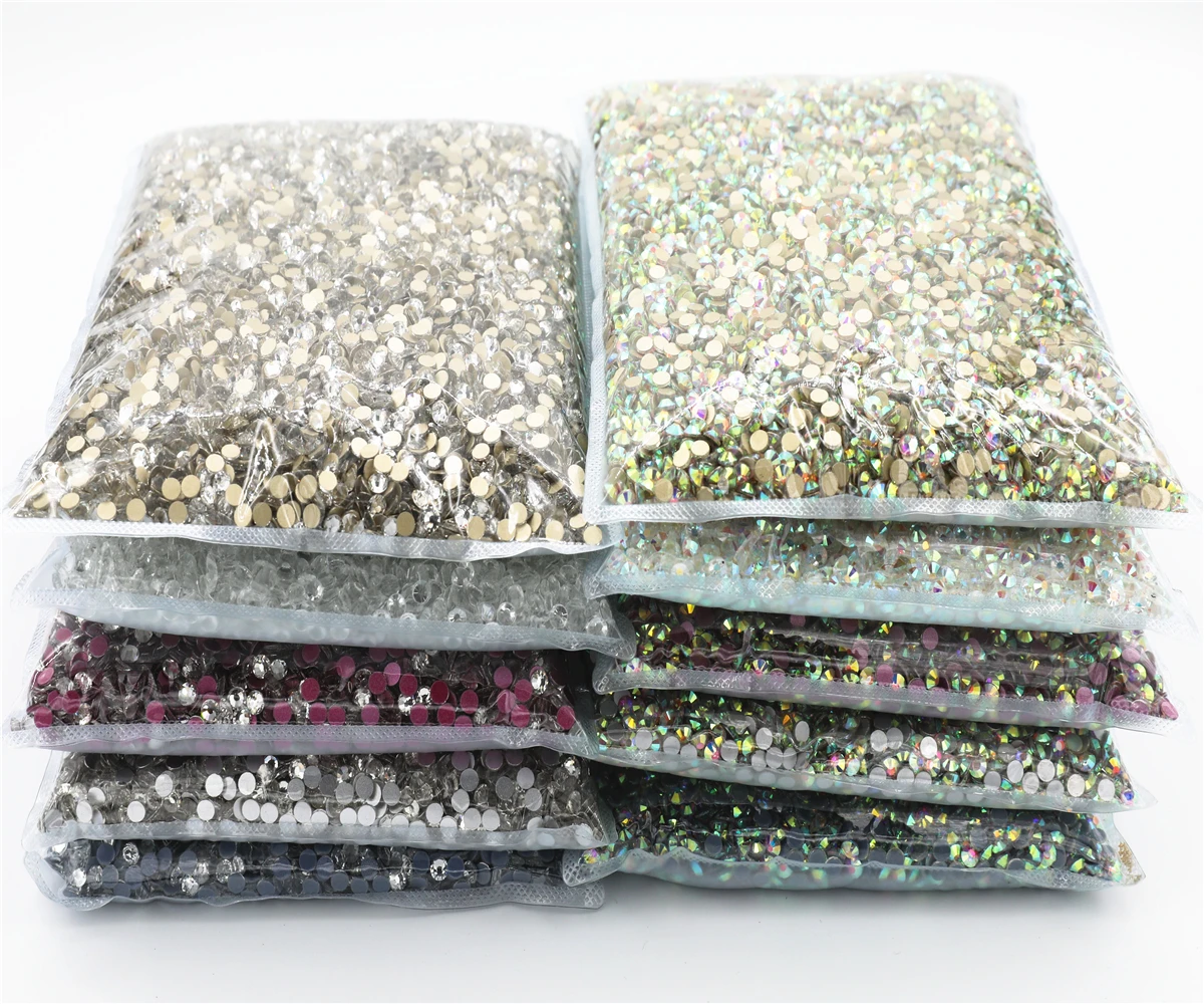 100Gross Bulk Big Package 14400pcs/Bag Flatback Crystals AB Nail Rhinestones For Nails 3D Nail Decorations SS3-SS20 Glass Gems