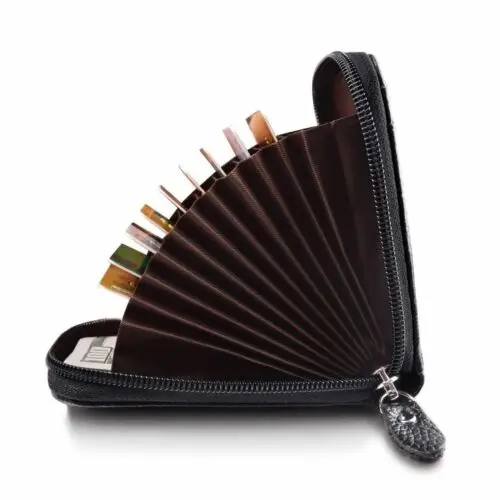 

Men's Wallet Genuine Leather Credit Card Holder Blocking Zipper Pocket Men bag