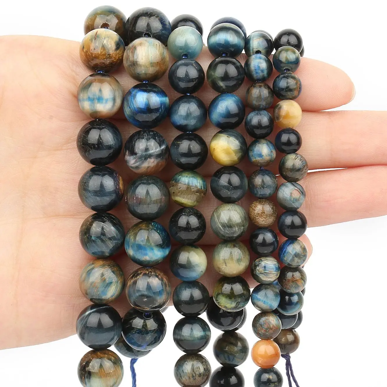 6 8 10mm AAA Natural Yellow Blue Dream Tiger Eye Stone Beads Loose Spacer Round Beads For Jewelry Making DIY Chrams 15\'\'