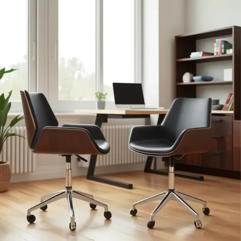 Nordic Leather Computer Chair Household Office Desk Chair Modern Reception Conference Negotiation Seat Ergonomic Leisure