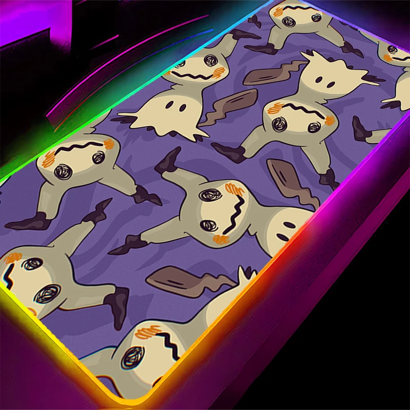 

RGB Large E-sports Mouse Pad Smooth Flexible Natural Rubber Gamer xxl Computer Keyboard Pokemon Mimikyu Backlight LED Mosuepad