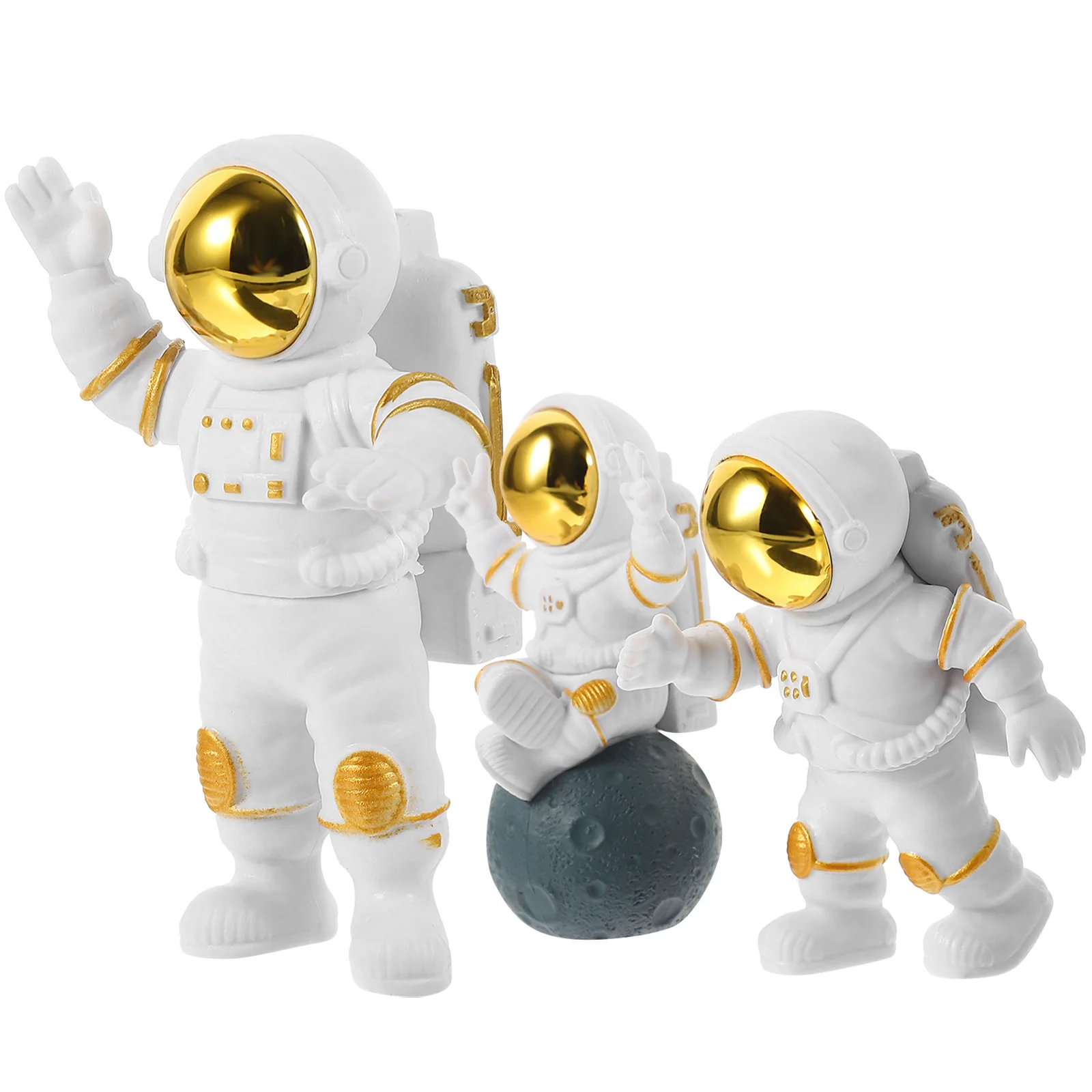 

3Pcs Astronaut Decor Vivid Posture Exquisite Craftsmanship Shelf Decor Car Dashboard Ornament Astronaut Figurine