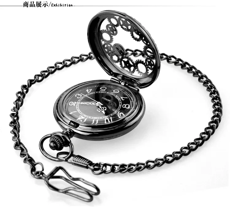 Antique Quartz Pocket Watch Vintage Bronze Gear Hollow Pocket Watch Chain Pendant Watch Pocket With Fob Chain Men Women Gifts