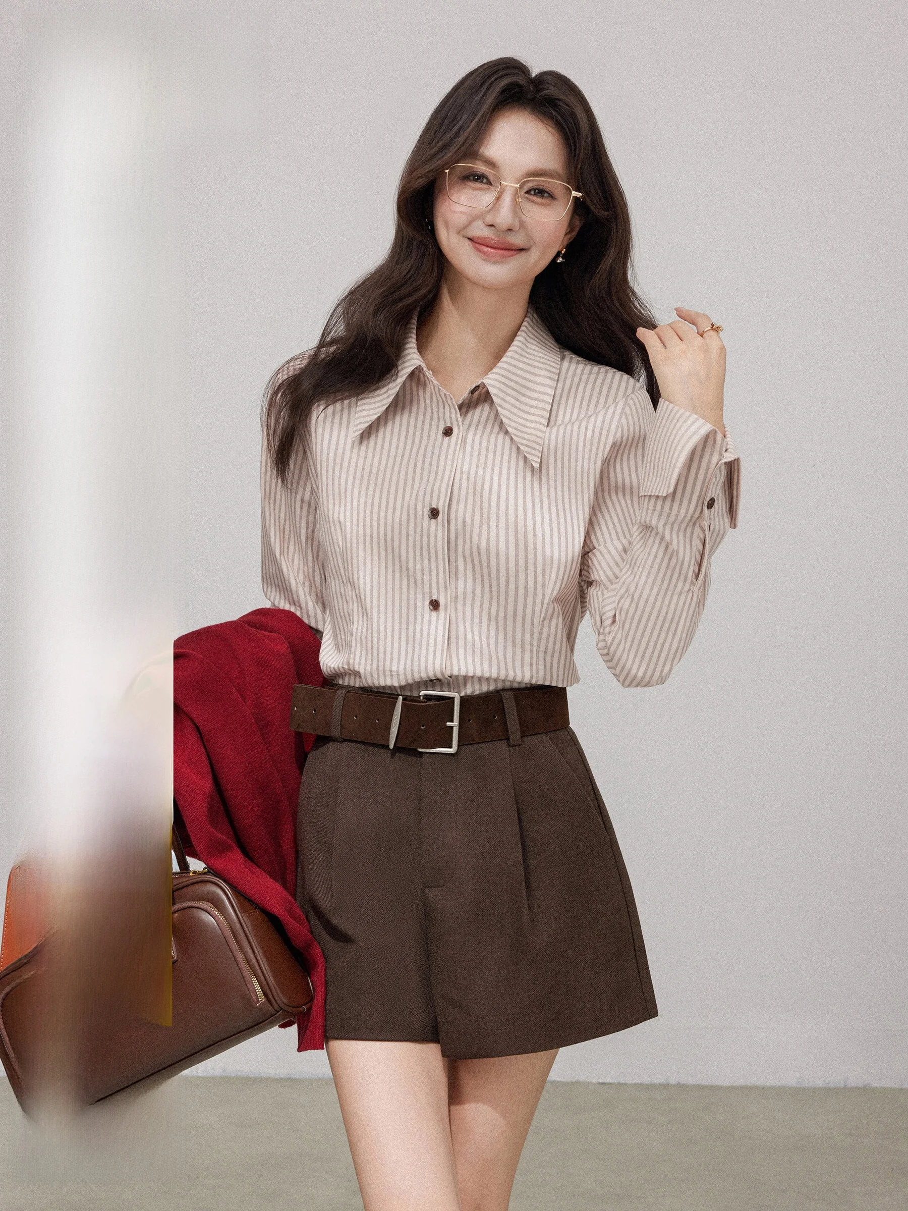 

Шикарный полосатый длинный све irt, женский ленивый дизайн, корейский топ Ele, осенний сезон, повседневный женский топ Faion