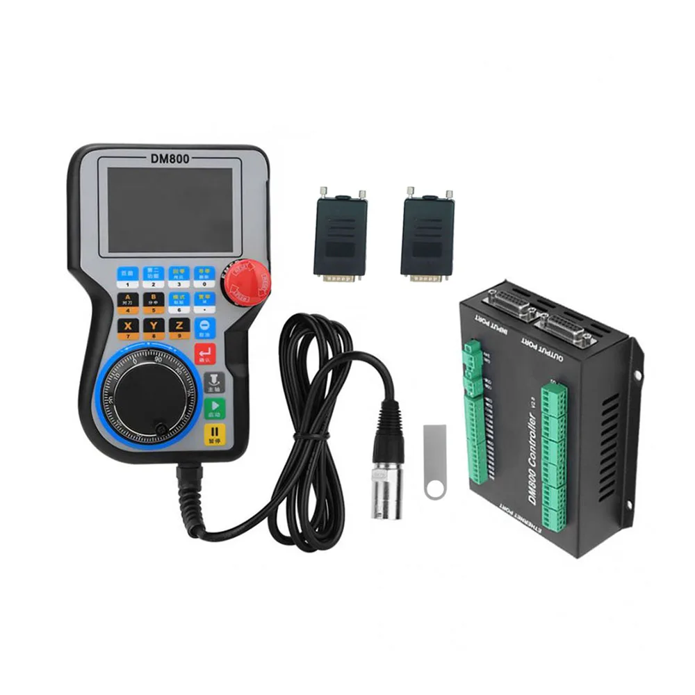 DM800 CNC engraving machine controller 3/4/5 axis motion controller handheld offline controller with emergency stop and handwhee