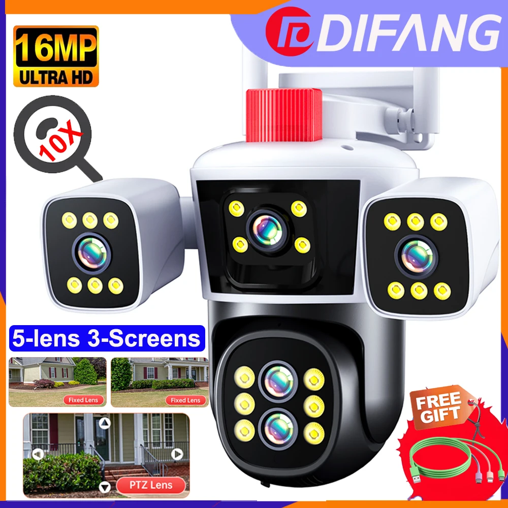 Difang 16MP 10x Zoom Outdoor Waterproof Surveillance Camera,Two-Way audio,Auto Tracking,Night Vision,Wide Angle,PTZ Connct Phone